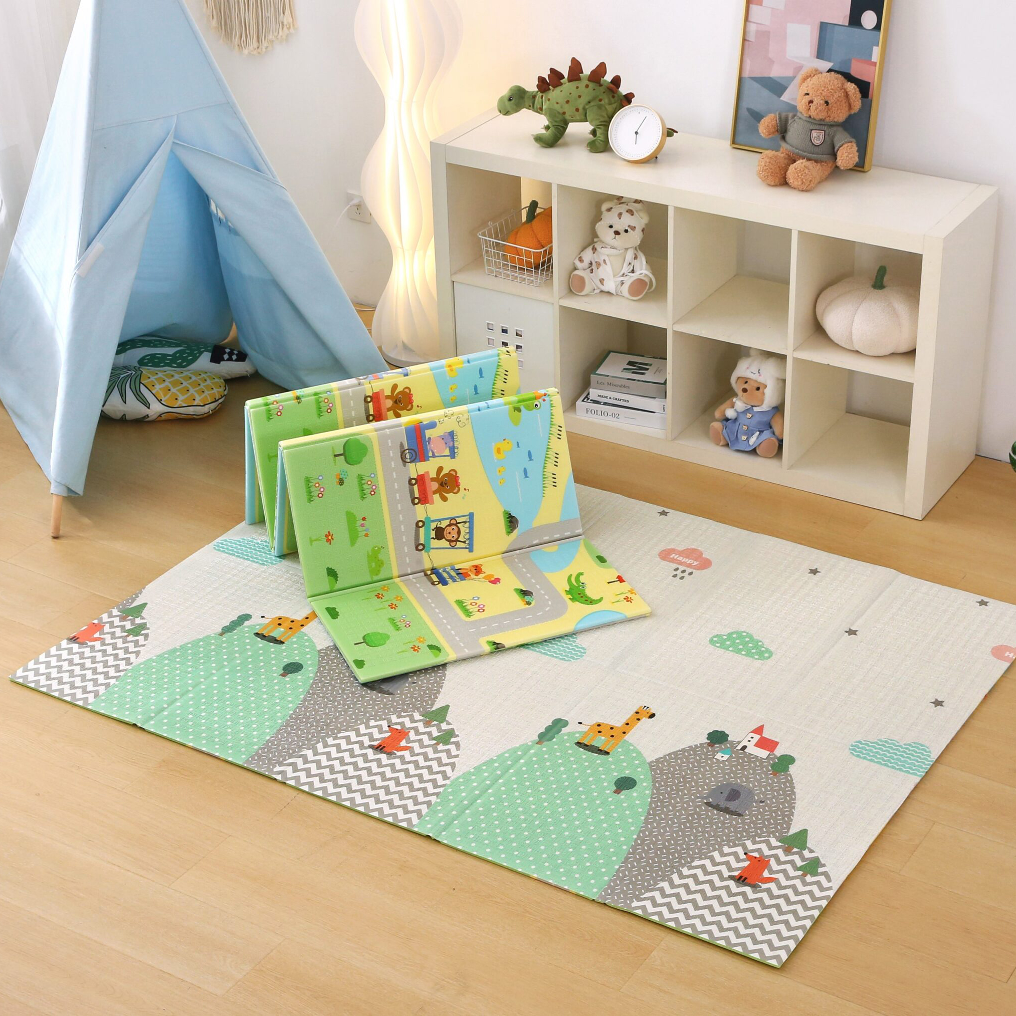 Funny Zoo Qatlanan Oyun Matı və Uşaq Xalçası – 150x180x1 sm (İkitərəfli və Yumşaq)